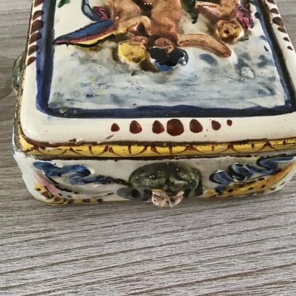 Vintage Angel Trinket Box Porcelain Keepsake Italian Cherubs Italy Capodimonte - Picture 5 of 8